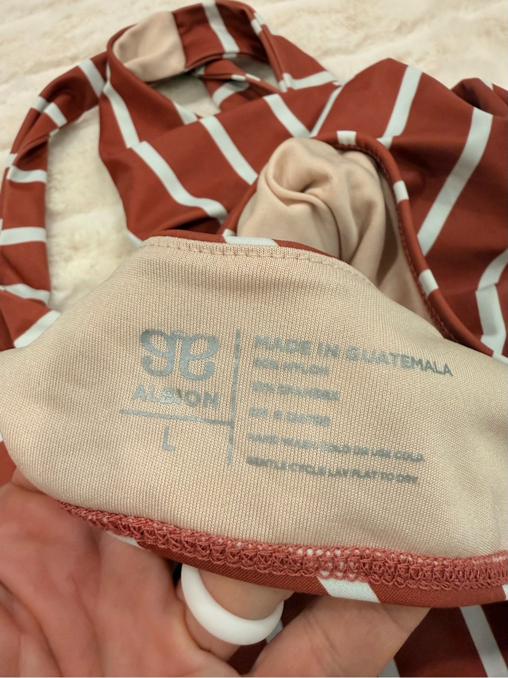 Albion Fit Game Changer top & High Waisted Bottoms- Rust & White Stripe L - Picture 5 of 7